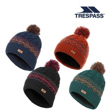 Trespass Mens Bobble Beanie Full Fleece Lining Leatherette Badge Detail Andrews