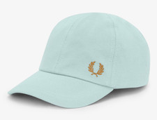BNWT FRED PERRY PIQUE CLASSIC BASEBALL CAP, HW6726/V19; SILVER BLUE/DARK CARAMEL