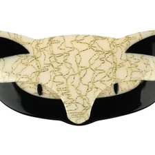 LEA STEIN PARIS Brooch Romeo the Cat in Off-White & Black Acetate Made in France