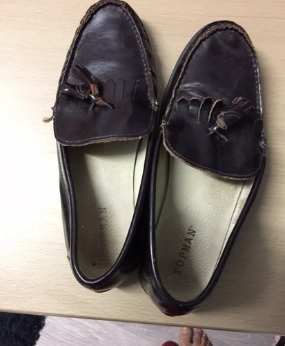 Topman dark leather fringe - leather,