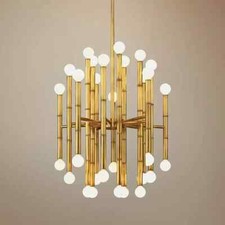 Huge Meurice Collection Mid Century 30-Light Brass Chandelier Lamps Lighting