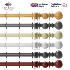 Wooden Curtain Pole Set - 28mm - Curtain Poles for Eyelet Curtains and Windows