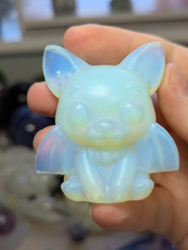 Opalite crystal bat carving - opalite,