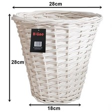 2 X WICKER WILLOW ROUND BASKET STORAGE BINS WASTE PAPER BATHROOM COUNTRY STYLE
