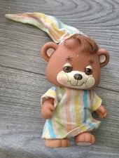 Vintage 1980s Teddy Beddy Poseable Vinyl Bear 5in Tall.