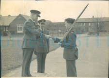 Post WW2 Photo SASO Officers RAF Base Inspection A/C J F Young with Air cadet