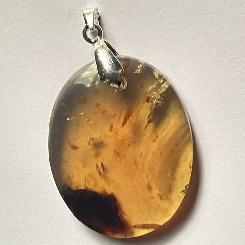Blue amber pendant - amber, x