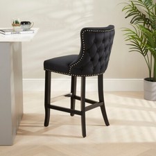 Boudoir Black Velvet Bar Stool
