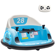 AIYAPLAY 360° Rotation 12V Kids Bumper Car w/ Remote Control, Light Blue