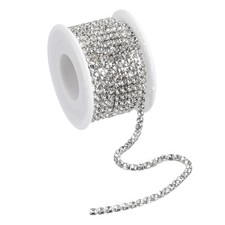 5.5 Yards White Crystal Rhinestone Chain 4mm Sew on Close Claw Chain Trim