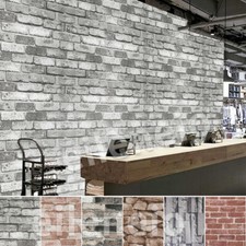 Rustic 3D Grey Brick Effect Wallpaper Non-Woven Texture Vintage Slate Wallpaper