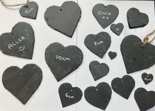Handmade slate hearts - 10,