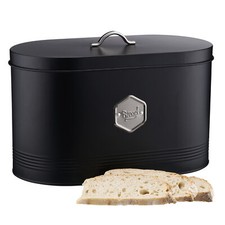 Kitchen Storage Bread Bin With Nameplate Black / Silver by Cooks Professional