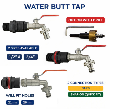 Rain barrel tap - barrel, 1/2"-