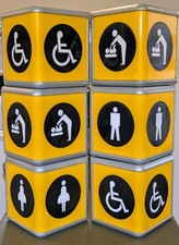 Set of 6 Airport Vintage toilet signs, from Heathrow Terminal 1, unique items