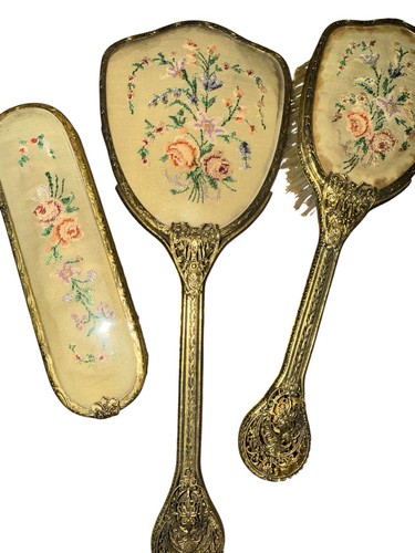 Vintage 3pc petit point vanity - 3pc,