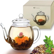 Creano Glass Teapot 500ml - Stovetop Safe Tea Kettle and Lid - 0.5L 