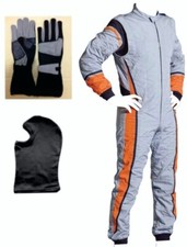 Go Kart Cordura Race Suit-Silver-Orange-Grey- Free (Gloves & Balaclava) Offer