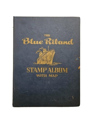 Blue riband stamp album with - stamp,