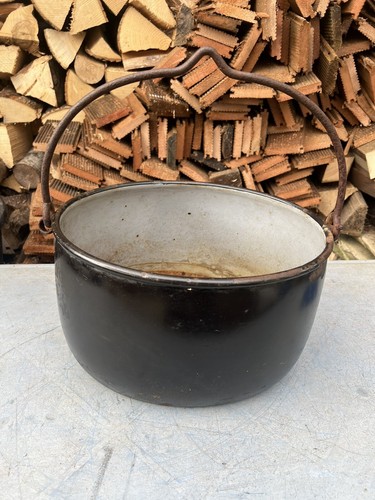 Vintage cast iron black enamel - vintage,