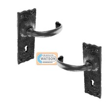 Black Antique Door Handles Lever Lock Cast Iron Traditional Furniture Internal