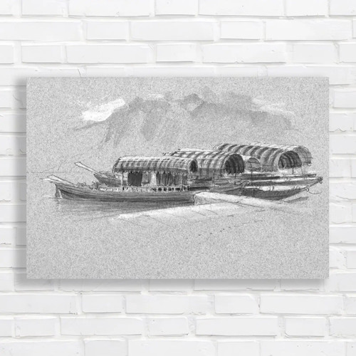 Wooden barges calm waters - on,