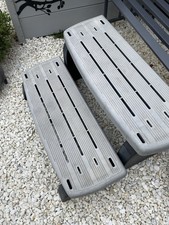 Hot Tub Two-Tier Solid Spa Steps Grey/Black