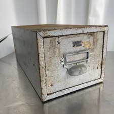 Vintage Pilot Metal Index Drawer 39x19x16cm Rustic Industrial Made In England