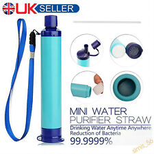 Portable Camping Water Filter Purifier Hiking Emergency Life Survival w/Straw UK