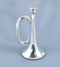 RARE ANTIQUE SILVER FILLED TRUMPET BUGLE BUD VASE JOSEPH GLOSTER 1911