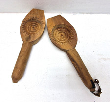 Pair Vintage Wooden Butter Paddles Scotch Hands Treen Farmhouse Kitchenalia