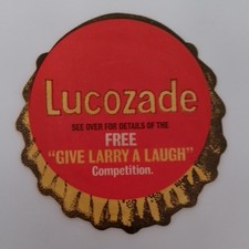 Lucozade Give Larry A Laugh 1976 Bottle Top Shaped Competition Vintage Beer Mat