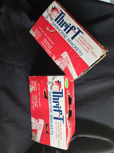 Vtg thrift sawhorse brackets - thrift-t,