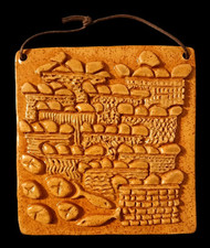 Weston Priory Clay Tile 2 Fish 5 Loaves Monk Pottery Jesus Handmade 12 Baskets 