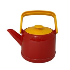 Vintage Bambola Denmark Teapot with Lid Kids Toy Plastic Red Yellow Round