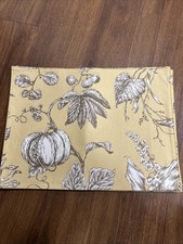 Fall Placemats  With Pumpkins Very Nice Quality 6 Yellow And Gray