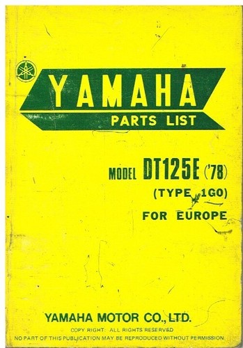 Yamaha dt125e euro - (type, 1g0)