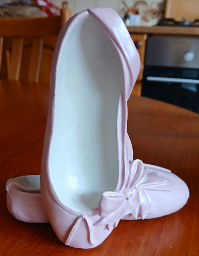 Painted ceramic pink white - painted, &