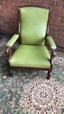 William IIII Period Rosewood & Olive Green Leather Library Chair