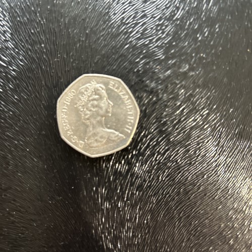 1980 50pence coin old large - coin, (old