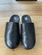 Women’s FITFLOP black leather platform heeled mules, EU39 / UK6