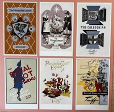 Set of 6 Railway Menu & Wine Tariff Covers Vintage Dalkeith Postcards