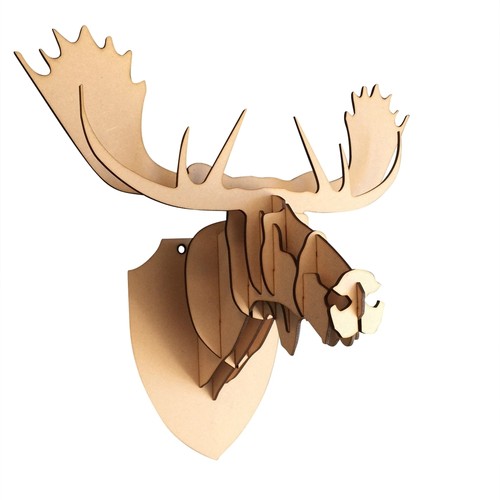 Wooden moose trophy - s,