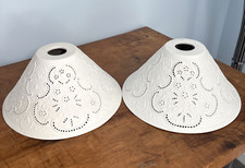 LAURA ASHLEY White Ceramic Pendant Shades Decorative Toile De Jouy Design X 2