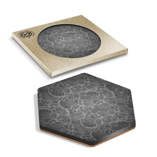 Hexagon coaster bw - coaster,