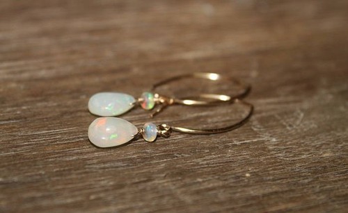Ethiopian opal dangle - ethiopian, gold