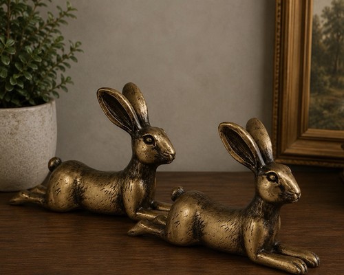 Two antique gold bunny - bunny, rabbit