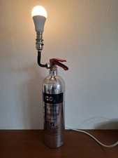 Upcycled Fire Extinguisher Light Repurposed Statement Piece Silver & Red