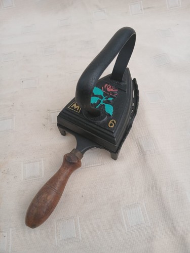 Antique flat iron and - antique, trivet