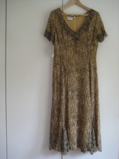 Caroline Charles brown/beige animal print lined short sl. silk dress w. tags, 12